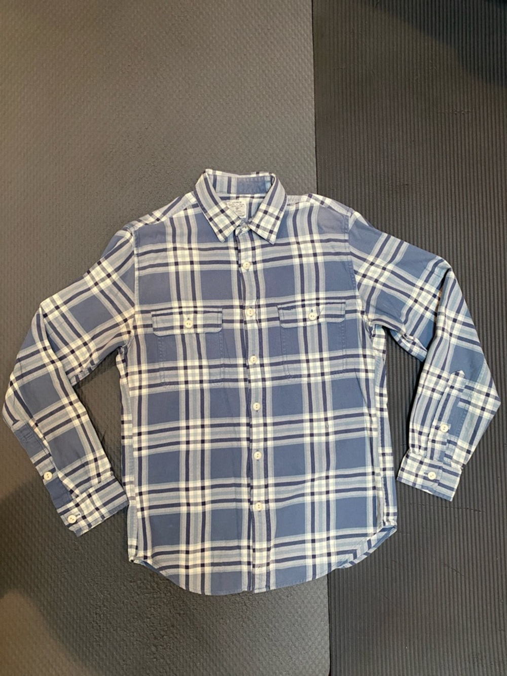 J. Crew Men's, Blue/White Plaid Button-Down Flannel, Small